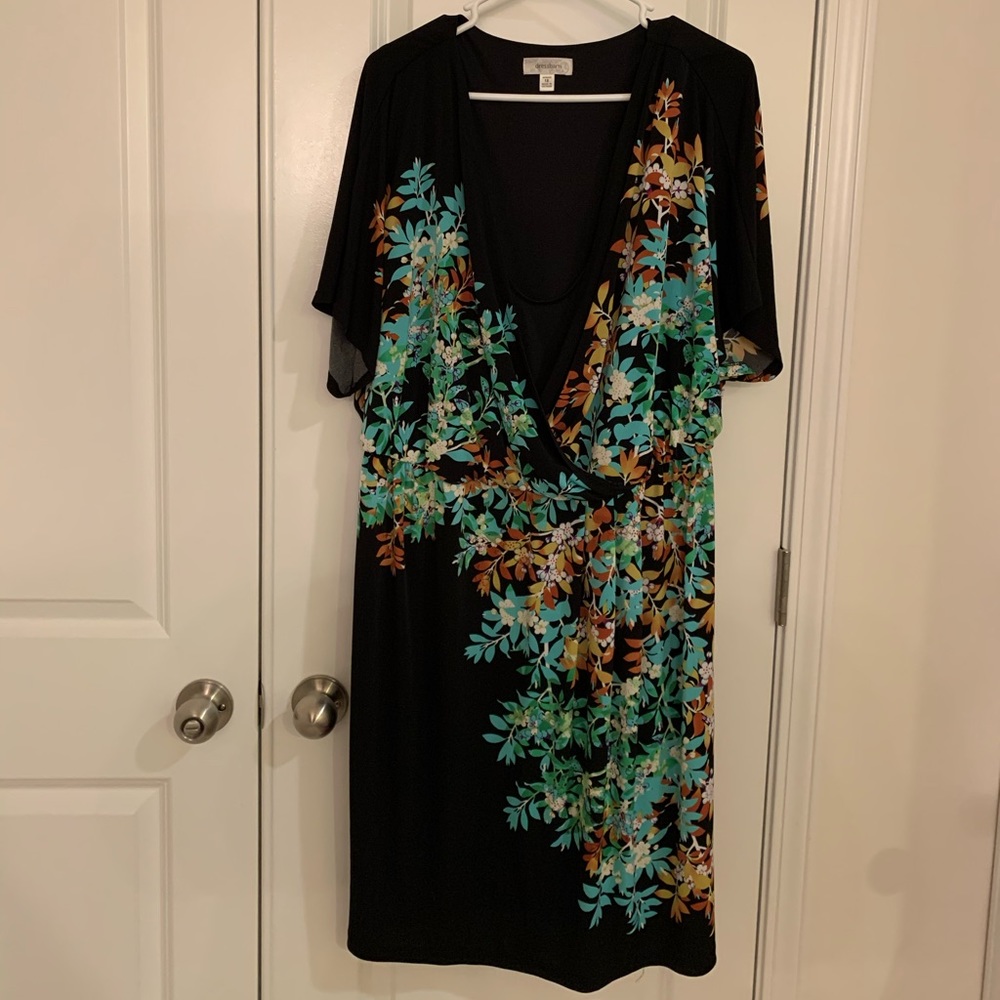 Dress Barn Black Asian Inspired Patterned Dress